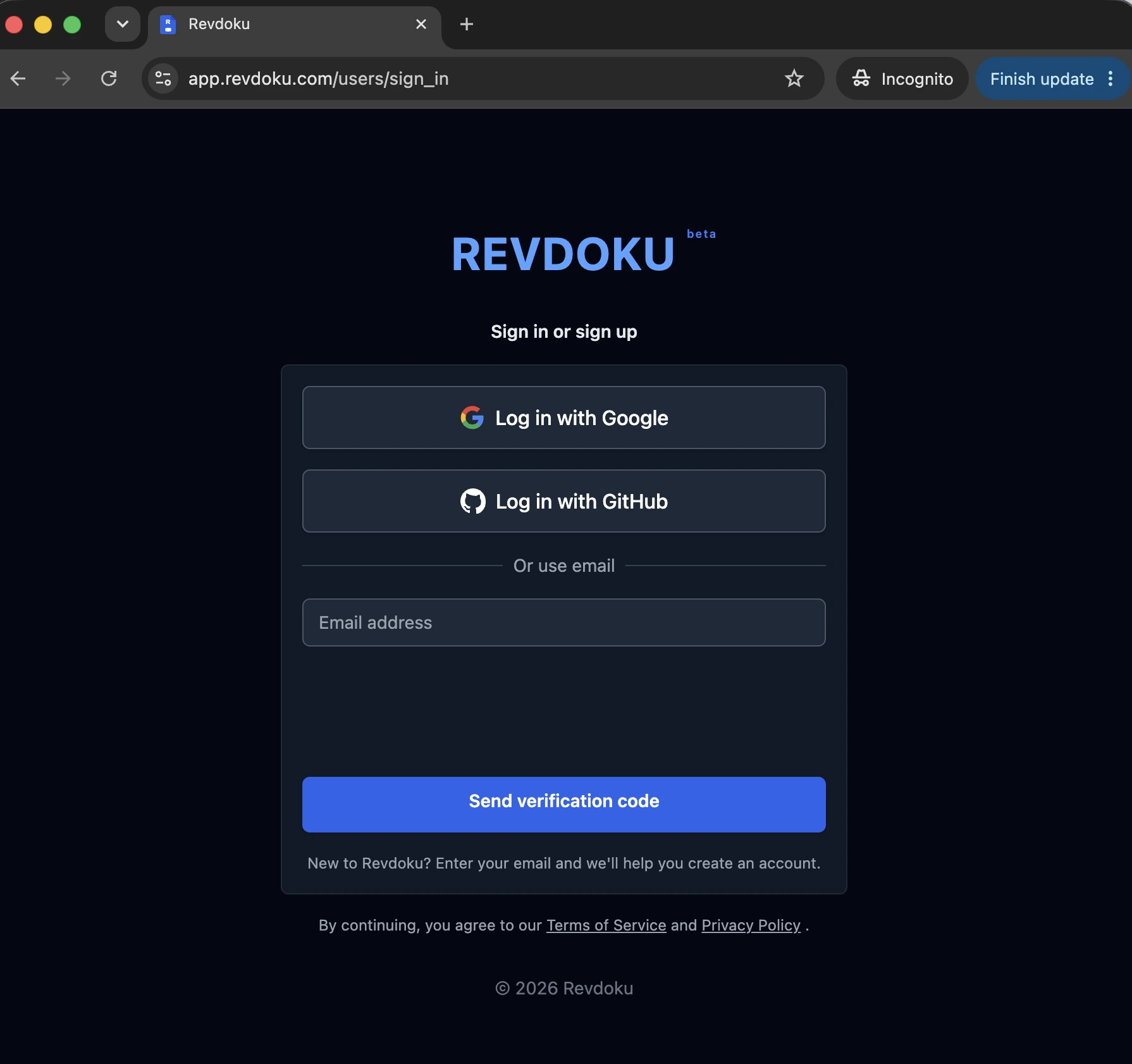 Create a Revdoku account first