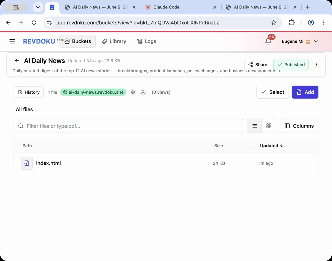 Files created through an API or agent workflow