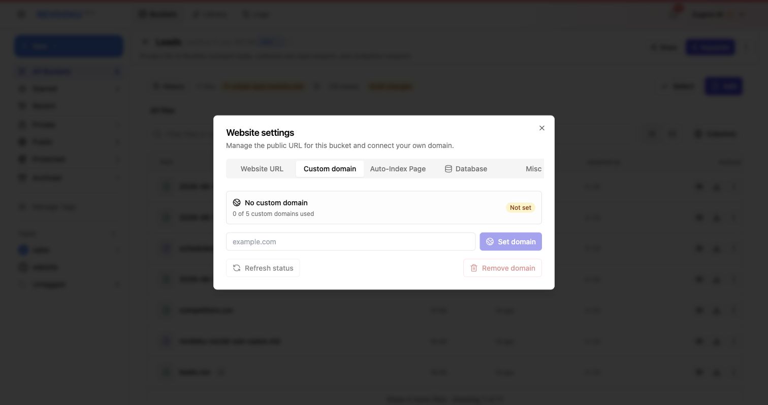 Custom domain settings