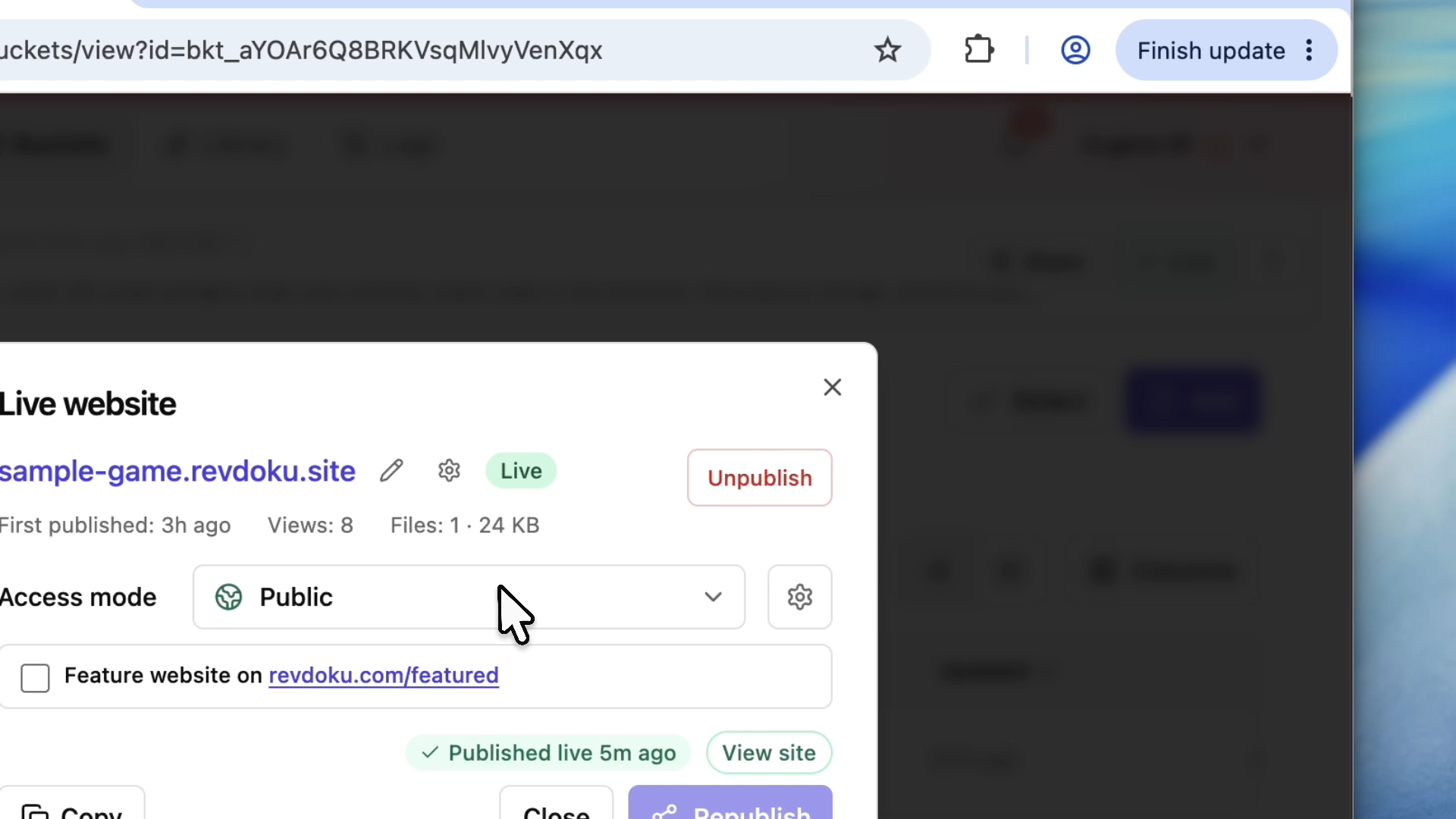 Protected review settings for a generated demo