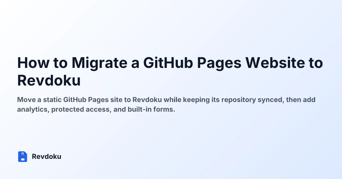 How to Migrate a GitHub Pages Website to Revdoku