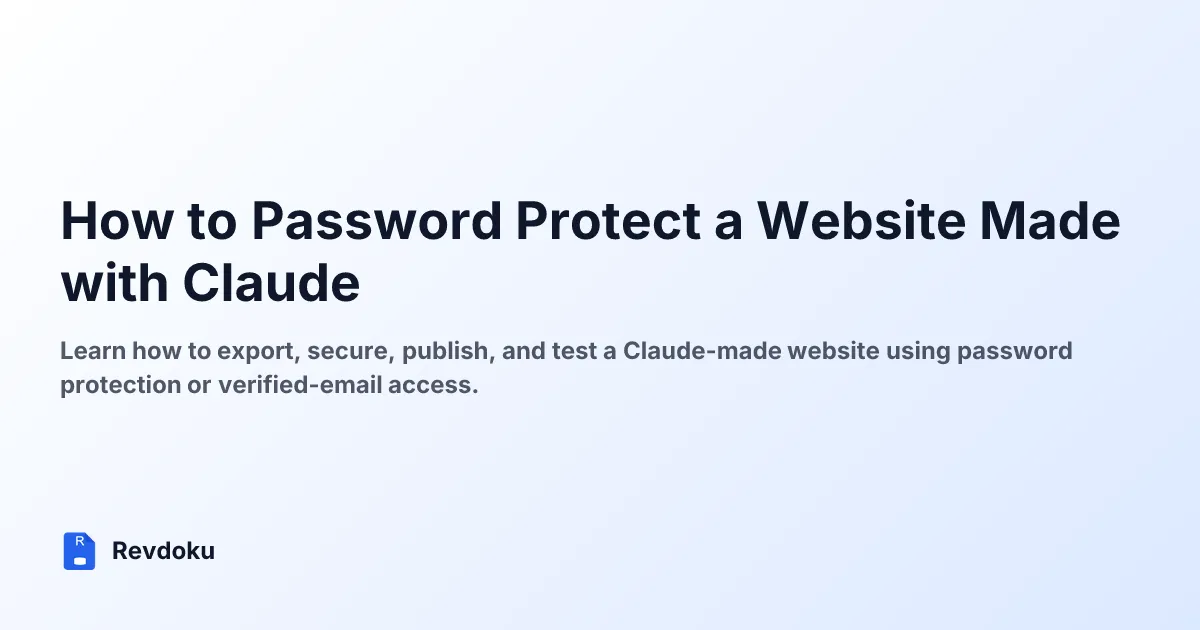 How to Password Protect a Website Made with Claude
