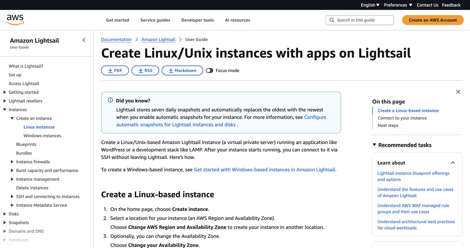 AWS Lightsail instance guide