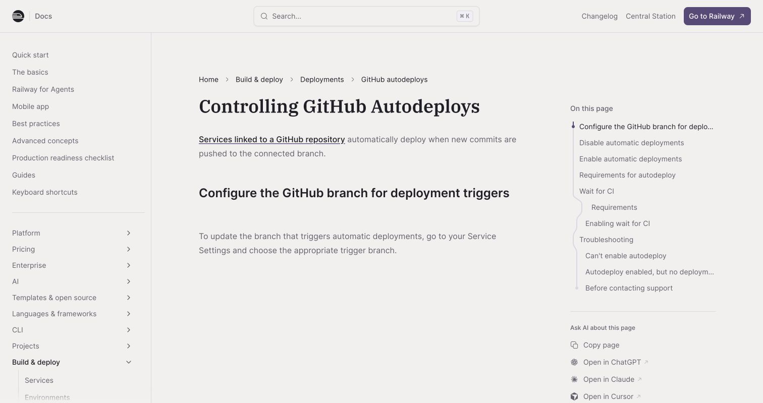 Railway GitHub autodeploy guide