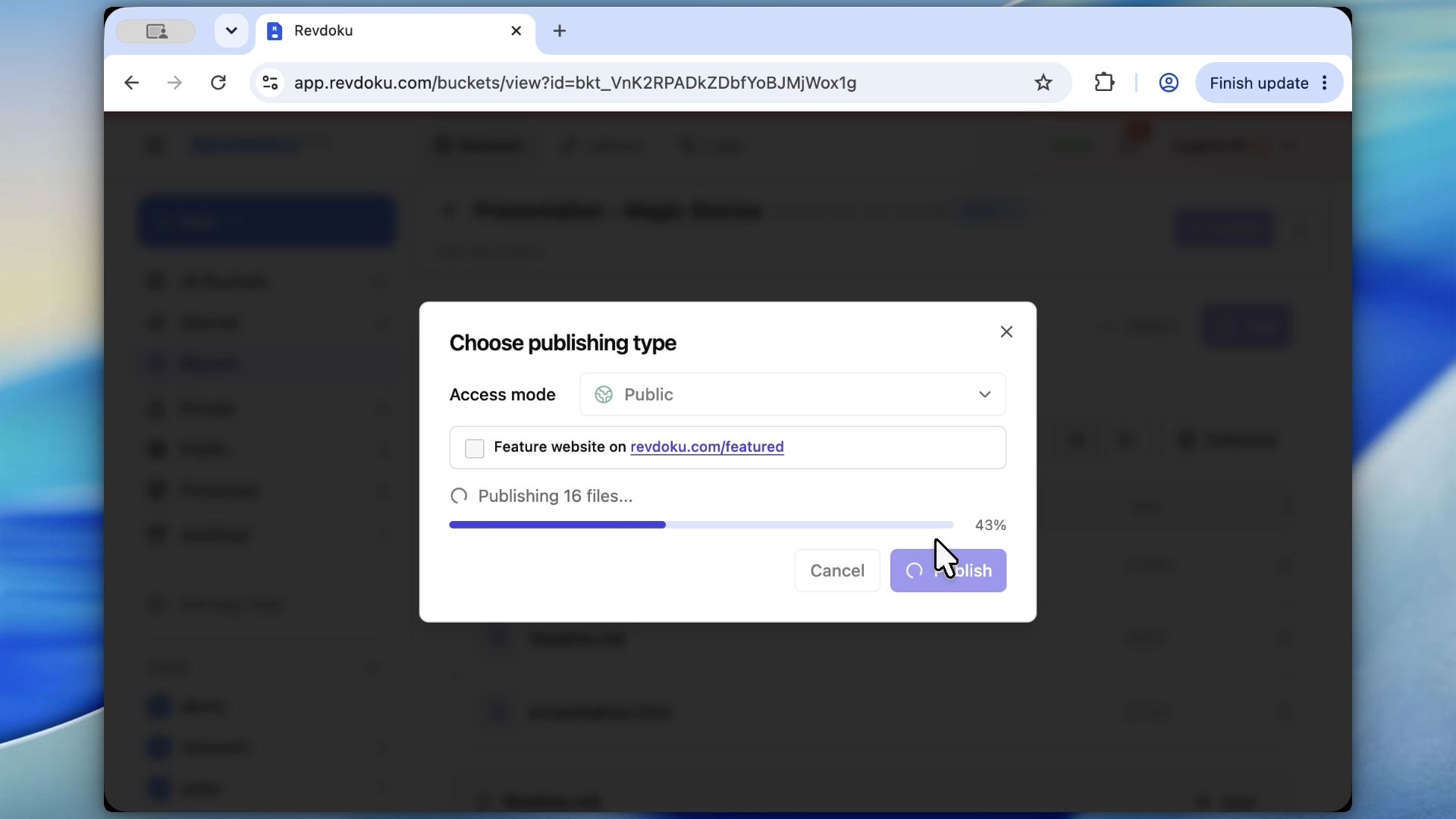 Publishing an interactive folder
