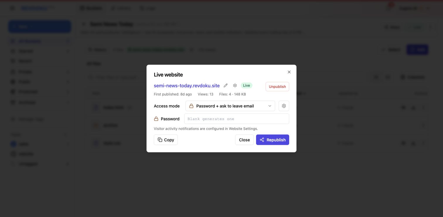 Live password plus email access settings