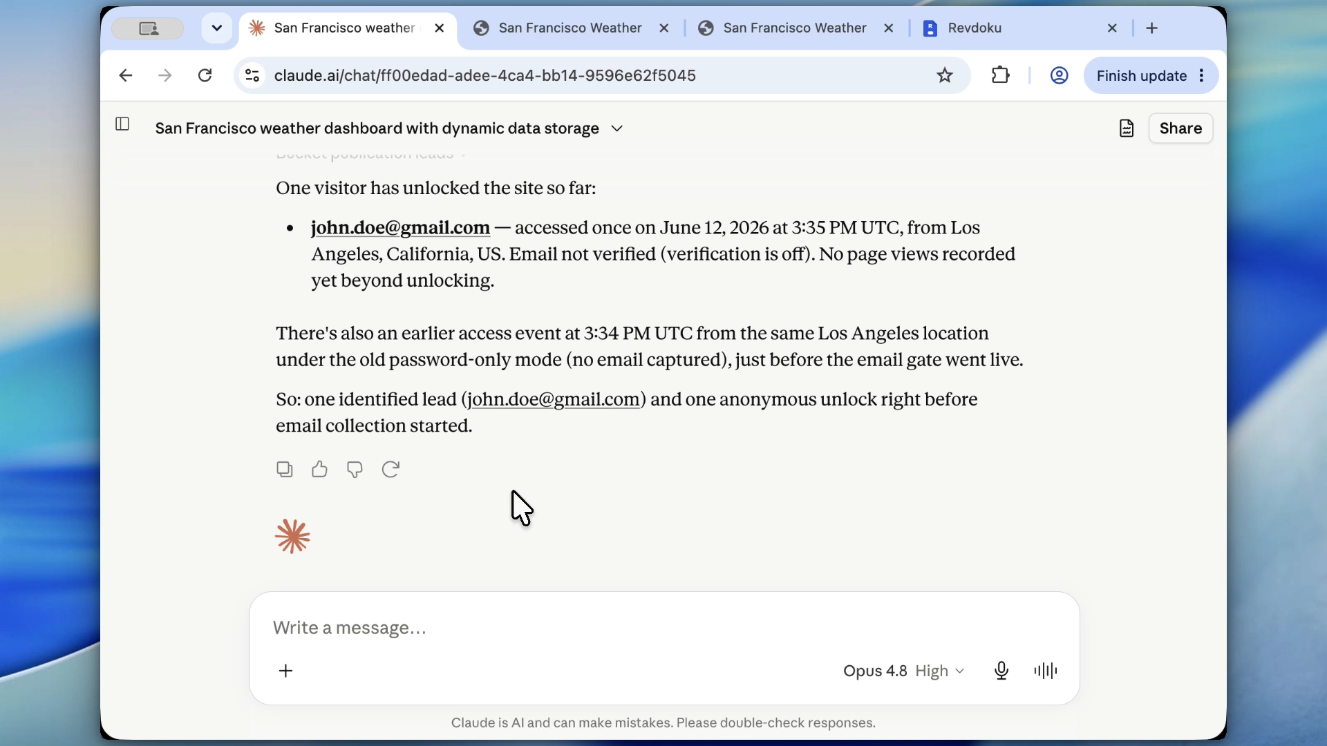 Agent lists site visitors after access