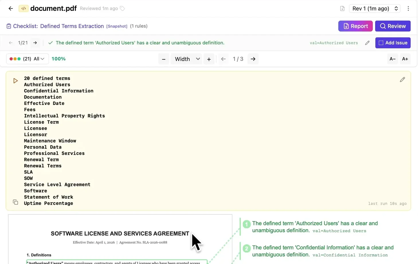 Defined terms extracted from a software license agreement