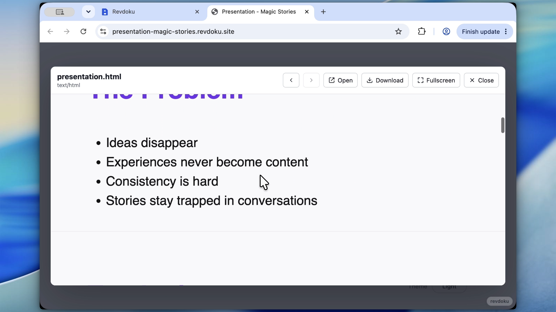 Open published HTML