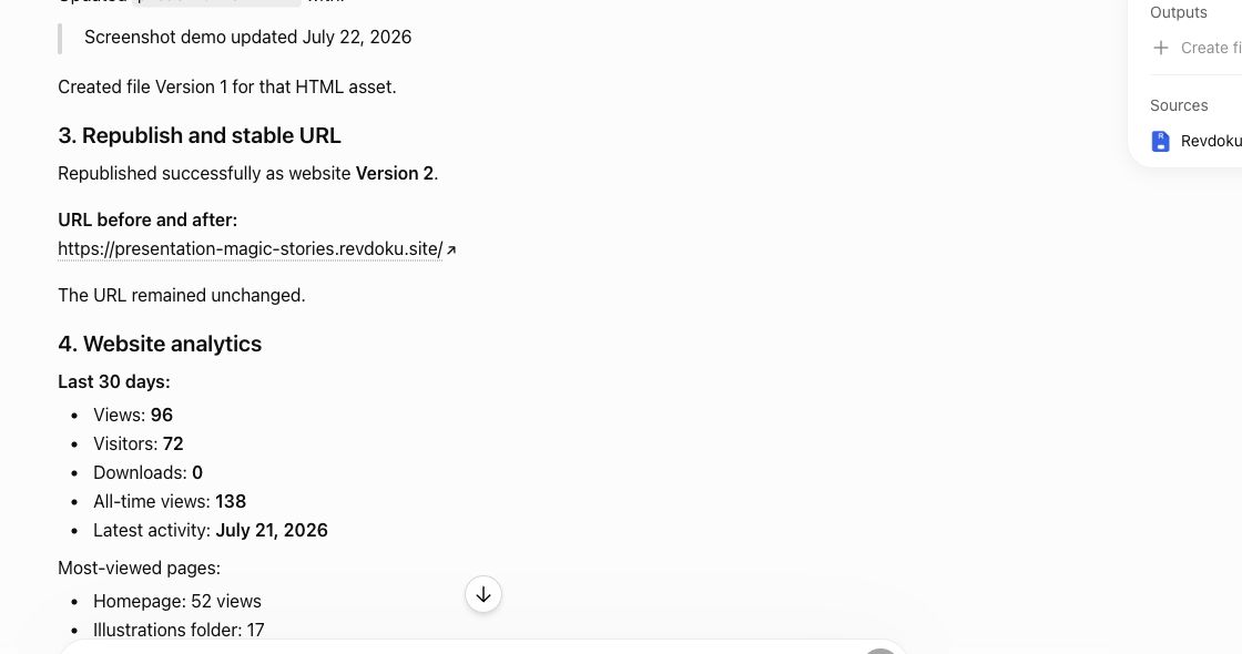 ChatGPT republishes a Revdoku site and confirms the same URL