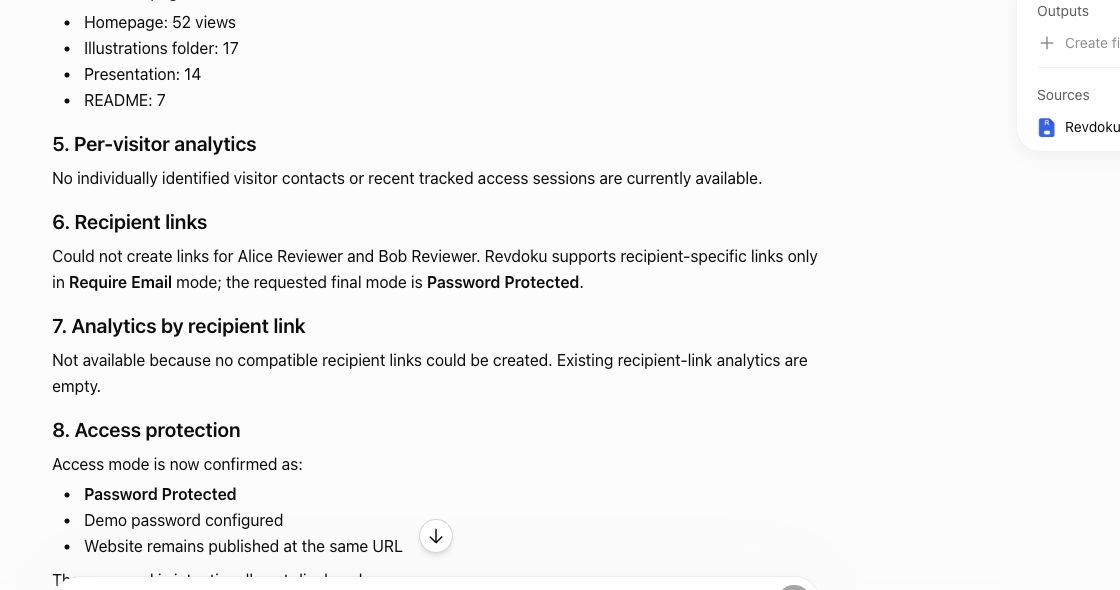 Per-visitor and recipient-link analytics for a Revdoku proposal workflow