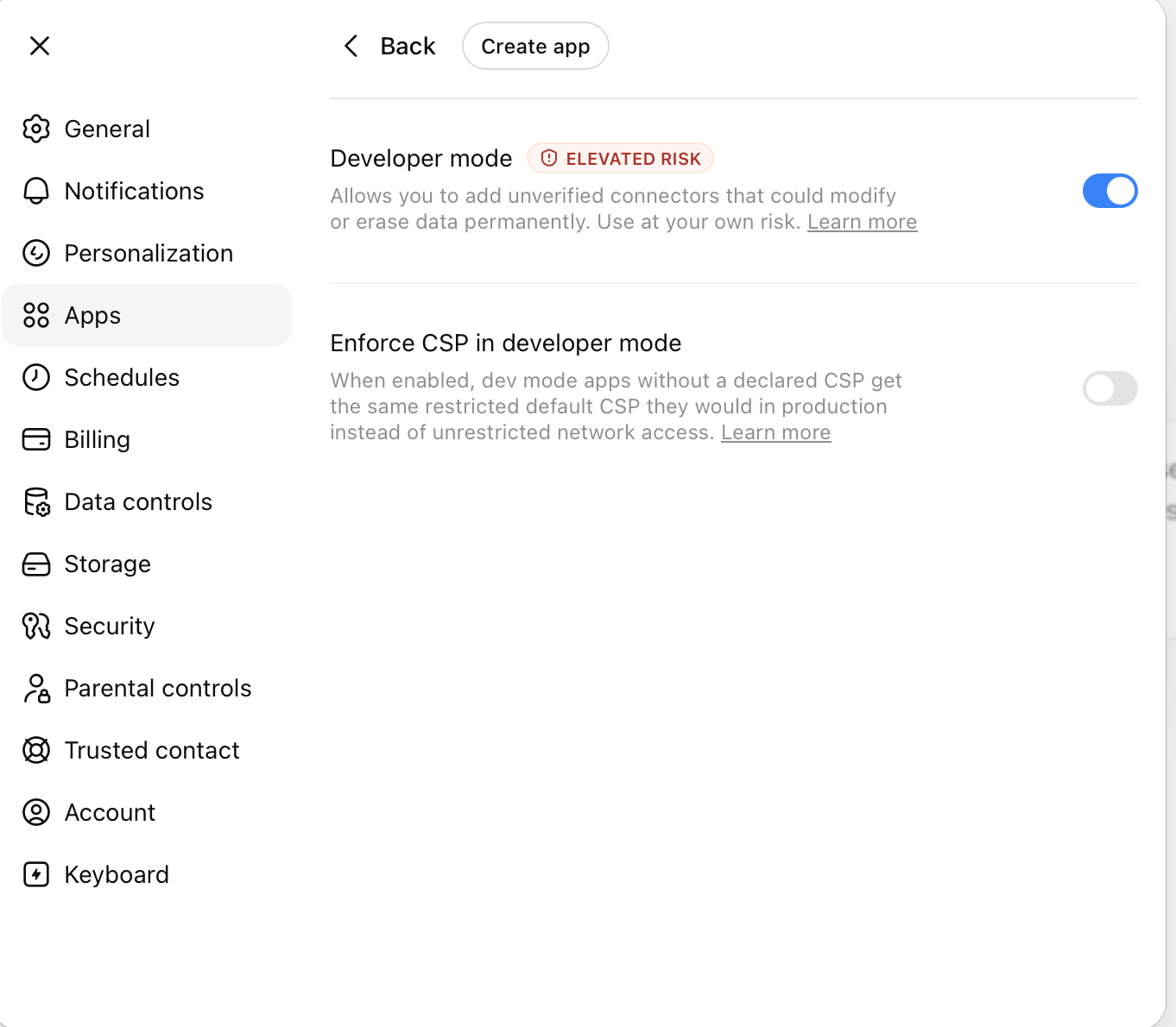 ChatGPT developer mode enabled