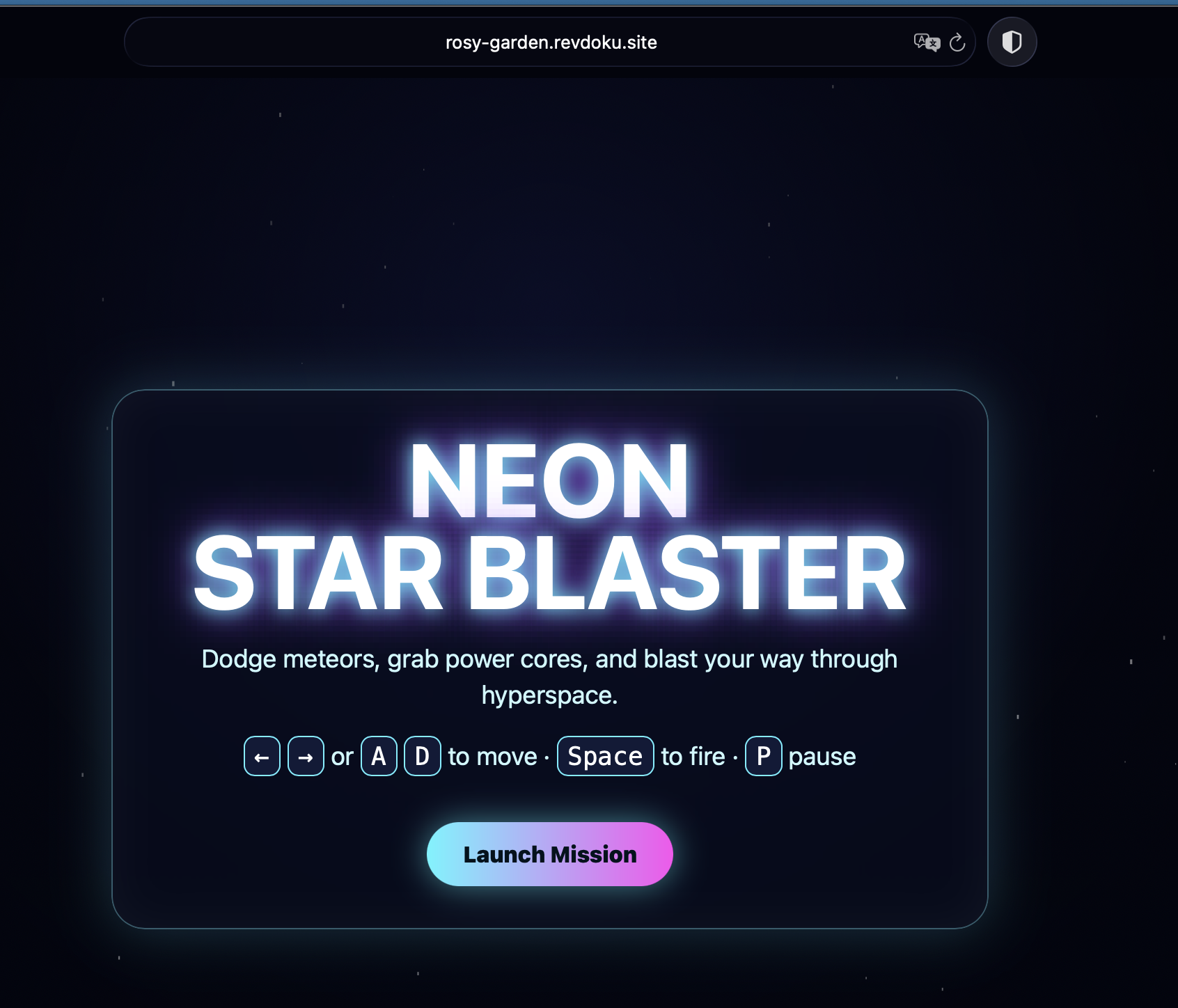 Published space game on a Revdoku site URL