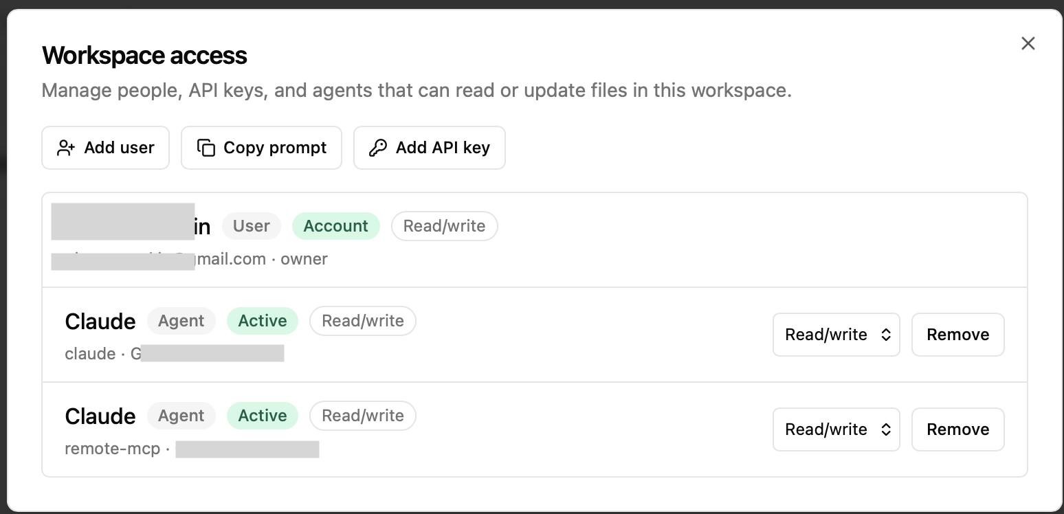 Revdoku bucket access showing Claude agent access