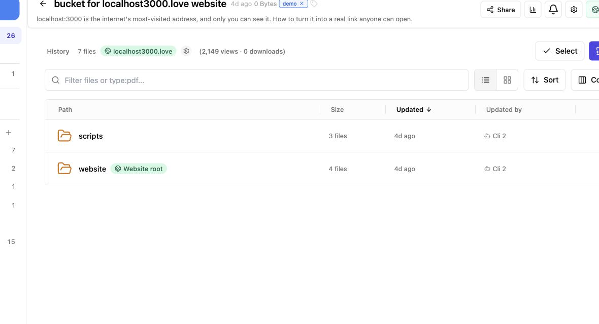 A Revdoku bucket published from CLI output with a live URL