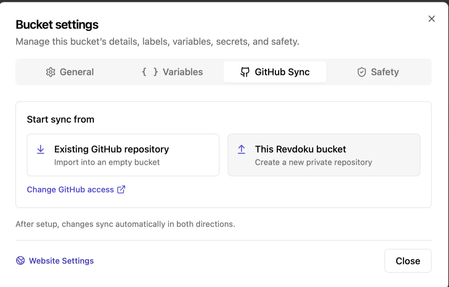 Selecting a GitHub owner before Revdoku creates a private repository