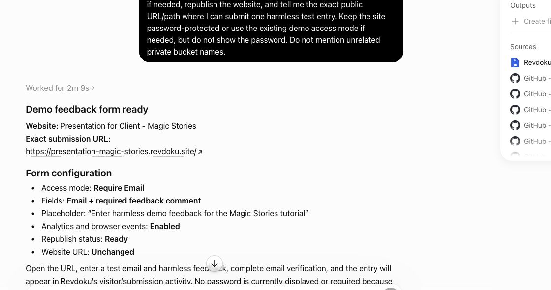 ChatGPT verifies a Revdoku-powered client feedback form