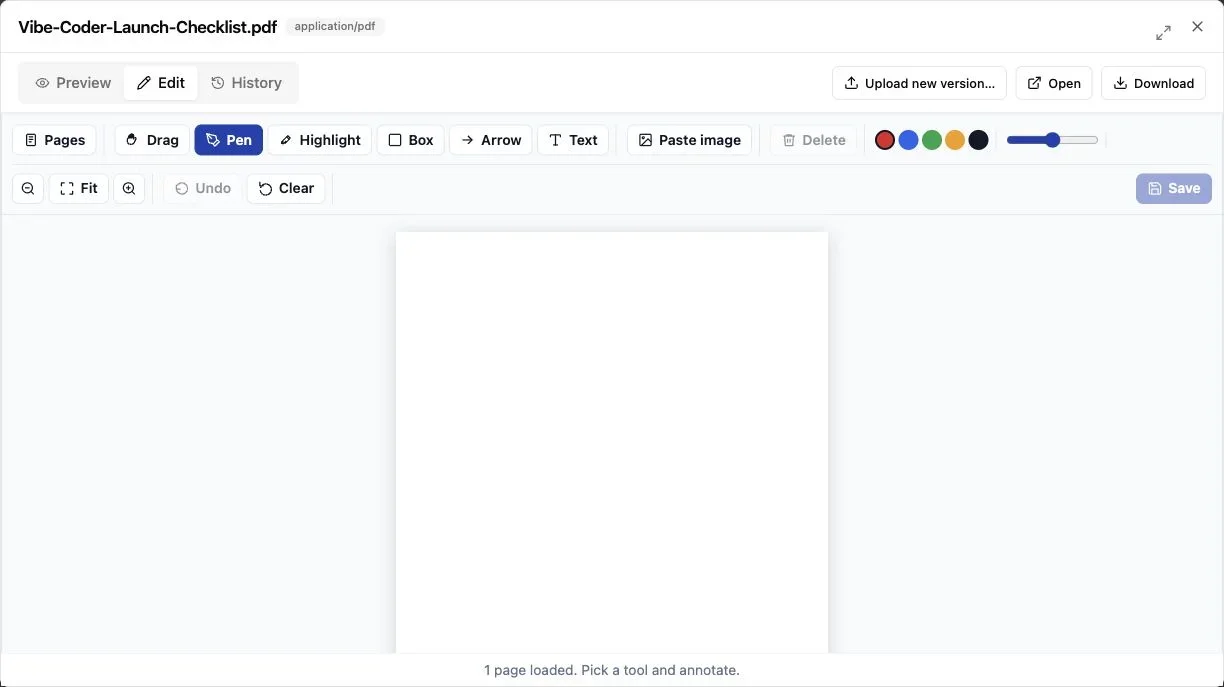 The Revdoku PDF editor with annotation tools
